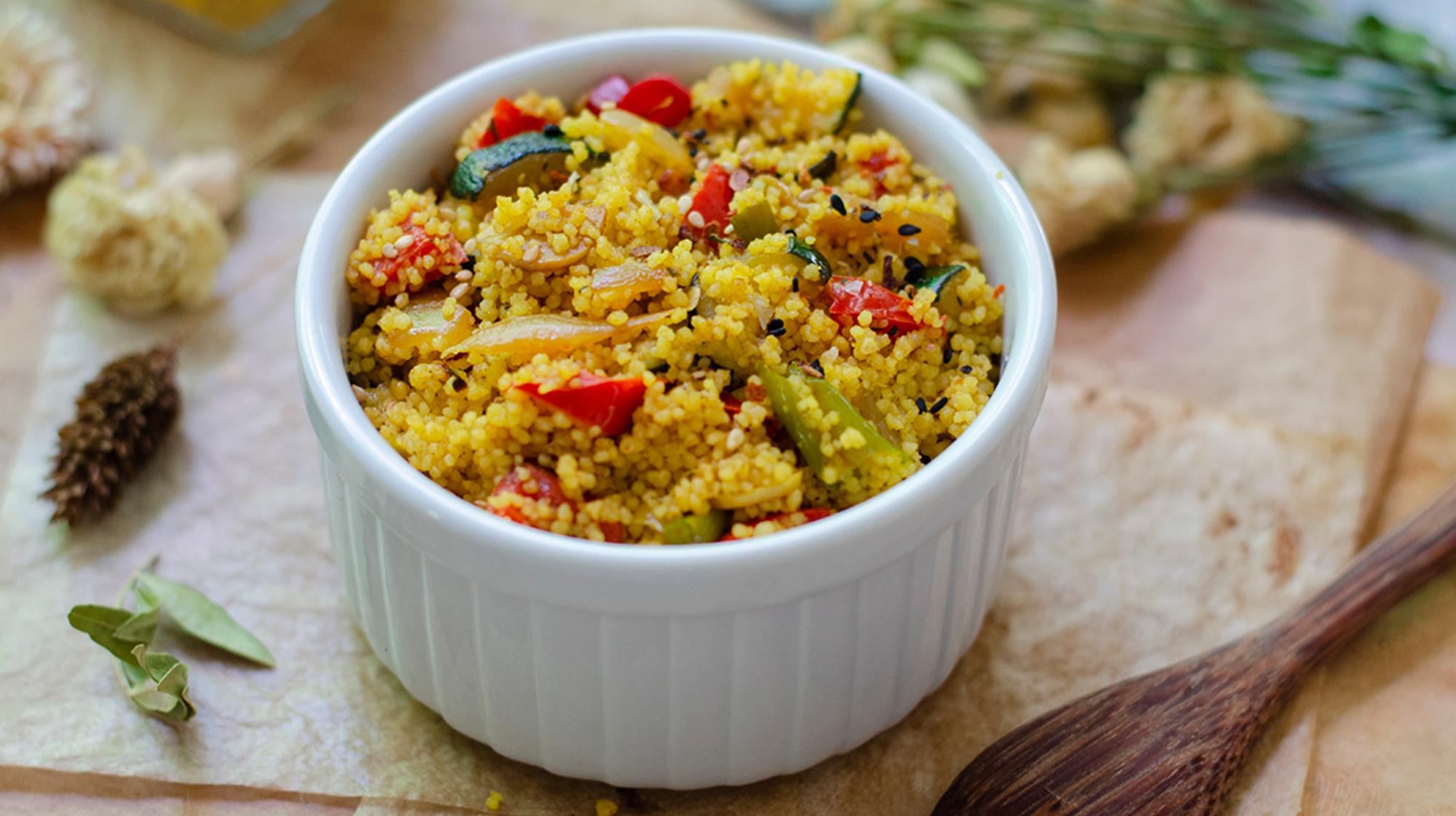 Cuscús al curry con verduras. 