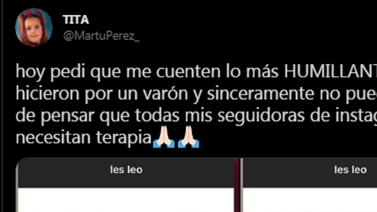 Captura de pantalla del tweet de la usuaria que reveló las insólitas respuesta a su consulta en su cuenta de Instagram.