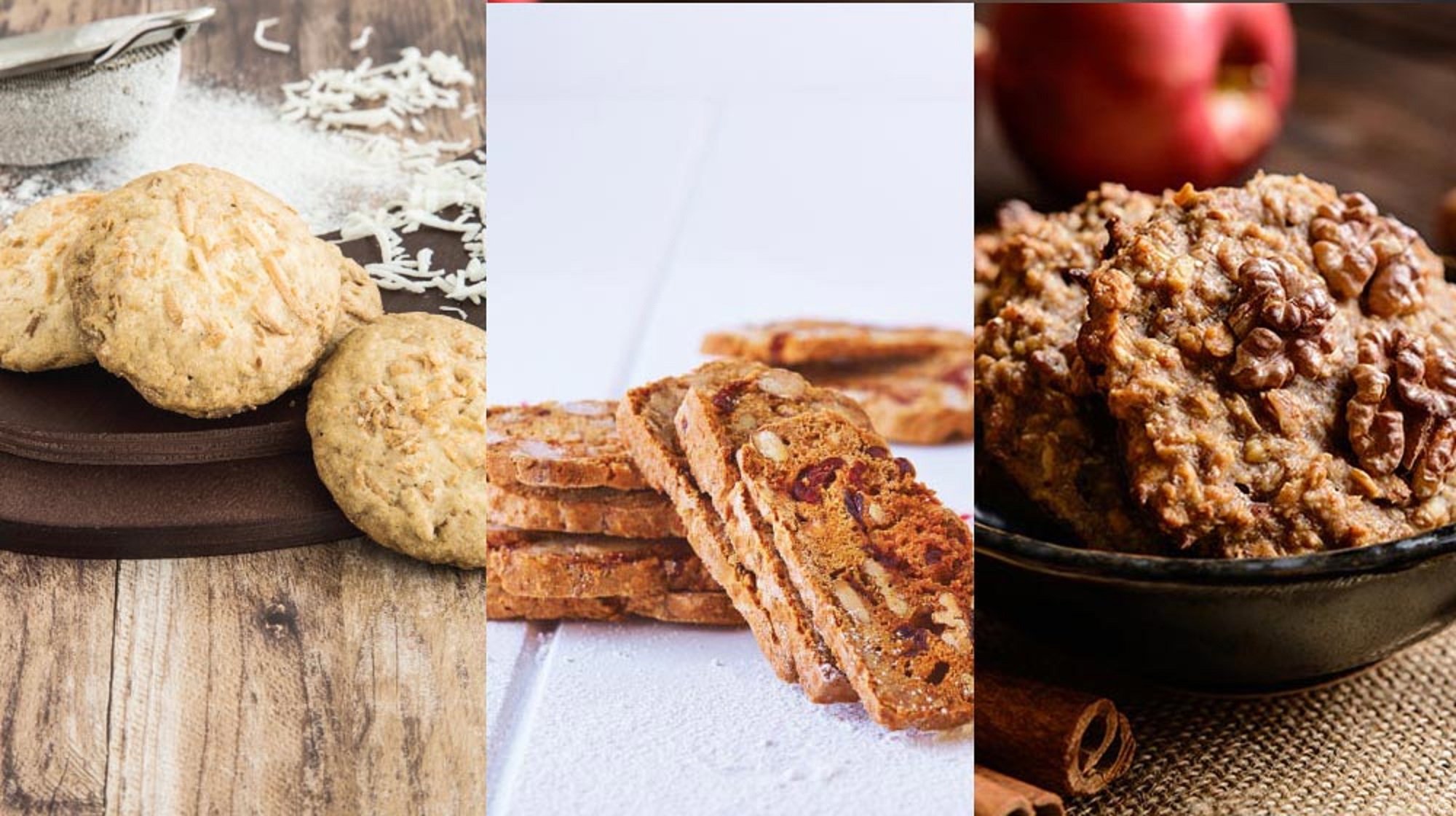 Tres opciones de galletas dulces y saludables que aportan saciedad, y satisfacen tu antojo dulce del día.