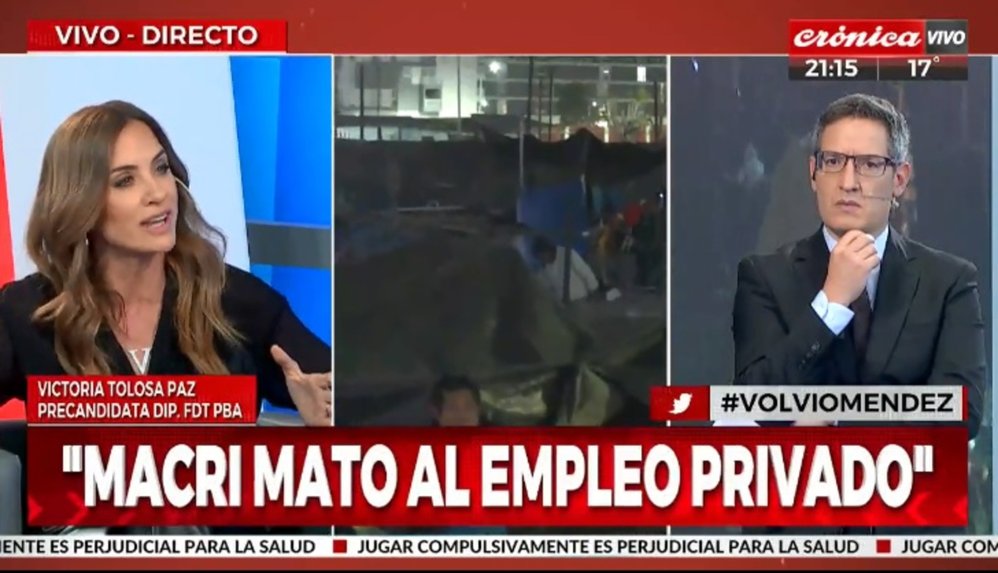 Victoria Tolosa Paz, durante la entrevista que realizó el domingo por la noche en Crónica HD (Captura de pantalla).