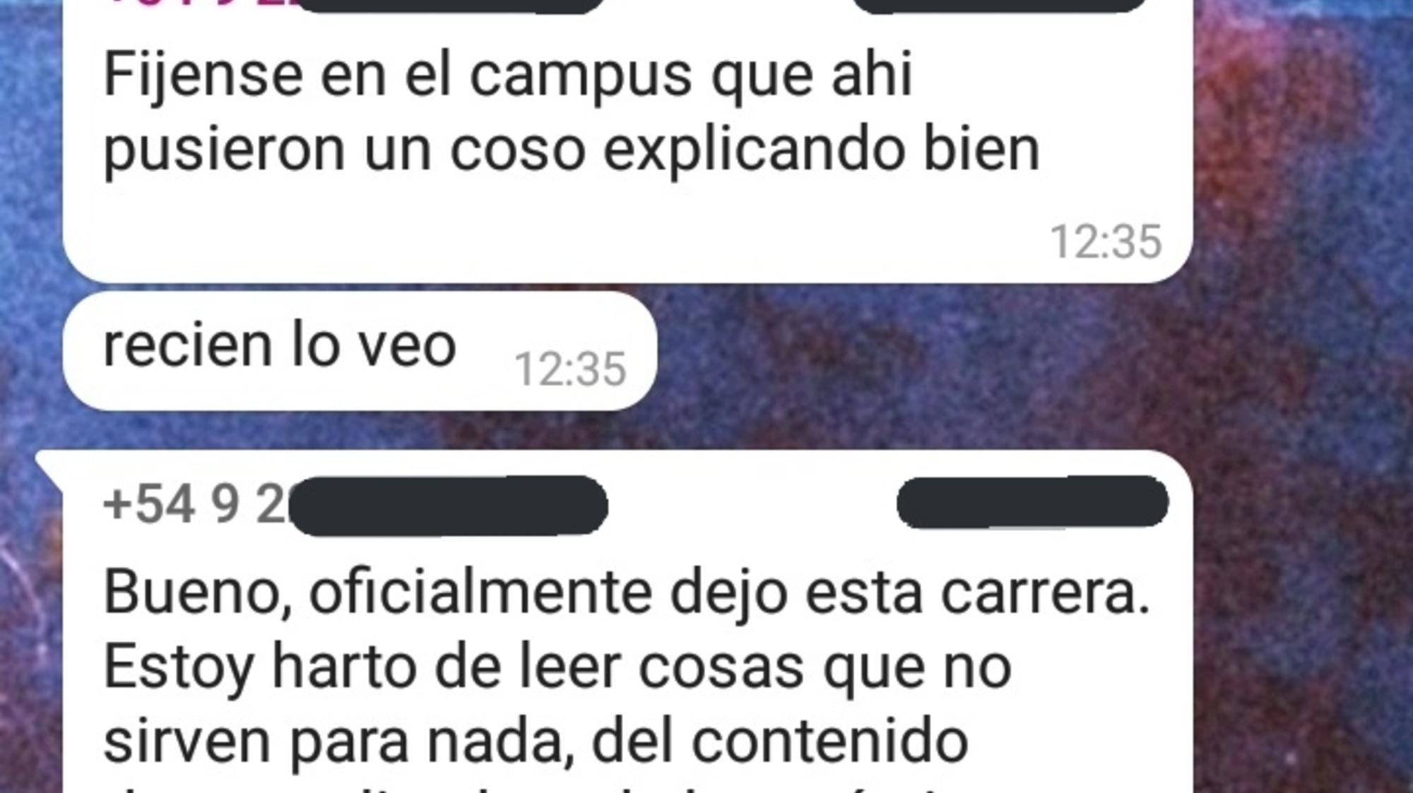 El chat de un grupo de WhatsApp de psicología que se viralizó en las redes.