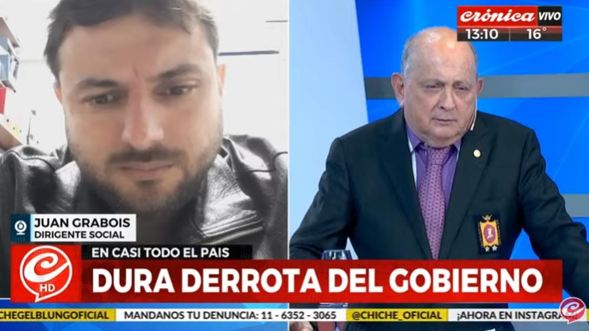 Juan Grabois habló con Chiche Gelblung en Crónica HD (Captura de pantalla).