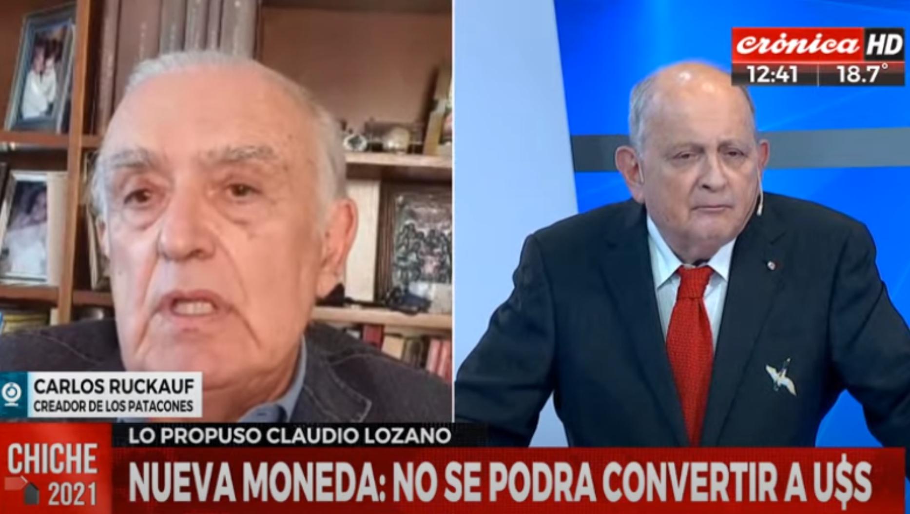 Ruckauf expresó su opinión sobre la propuesta de crear una nueva moneda que no se pueda pasar a dólar (captura).