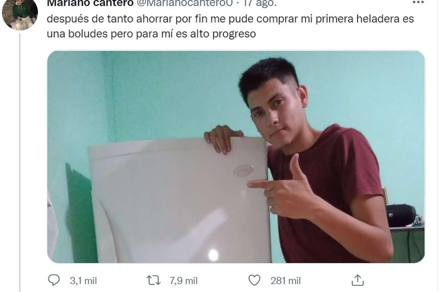 El joven se volvió viral cuando compartió una foto de su nueva heladera en Twitter.