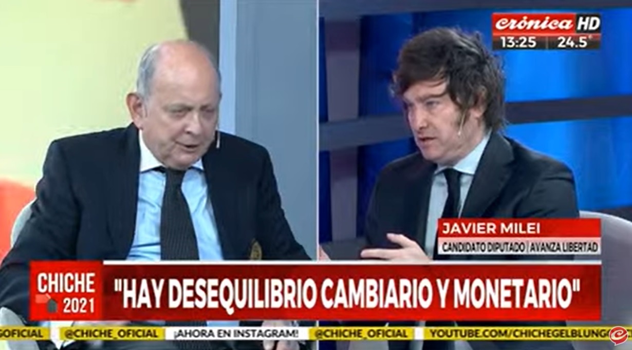 Milei fue entrevistado por Chiche Gelblung en Crónica HD.