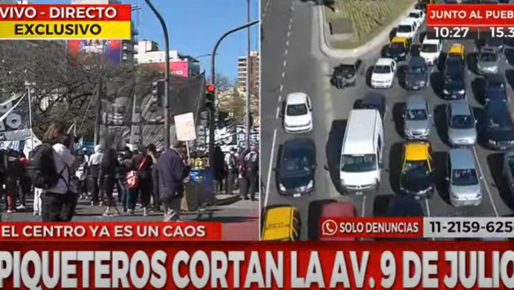 El corte es a la altura de 9 de Julio e Independencia (Captura de Pantalla).