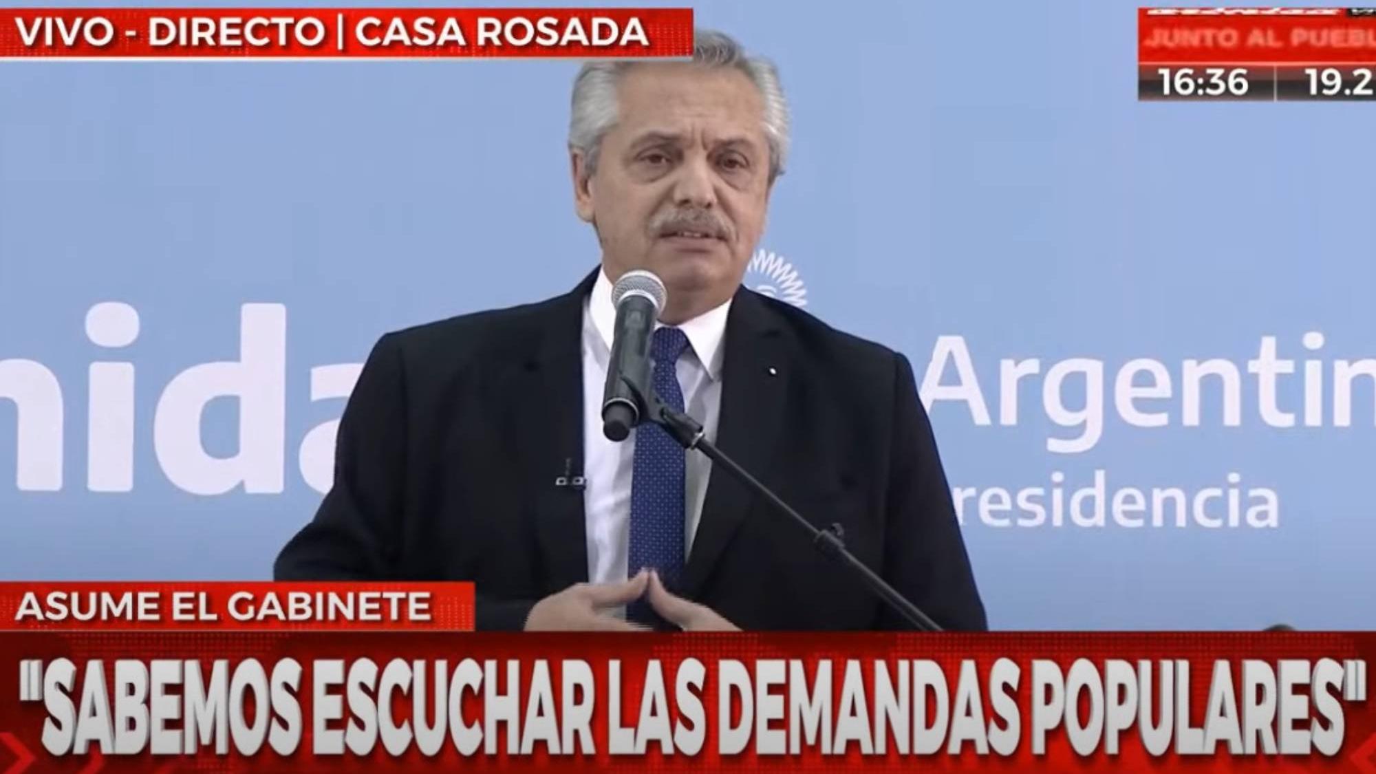 Alberto Fernández previo a la jura del nuevo Gabinete: 