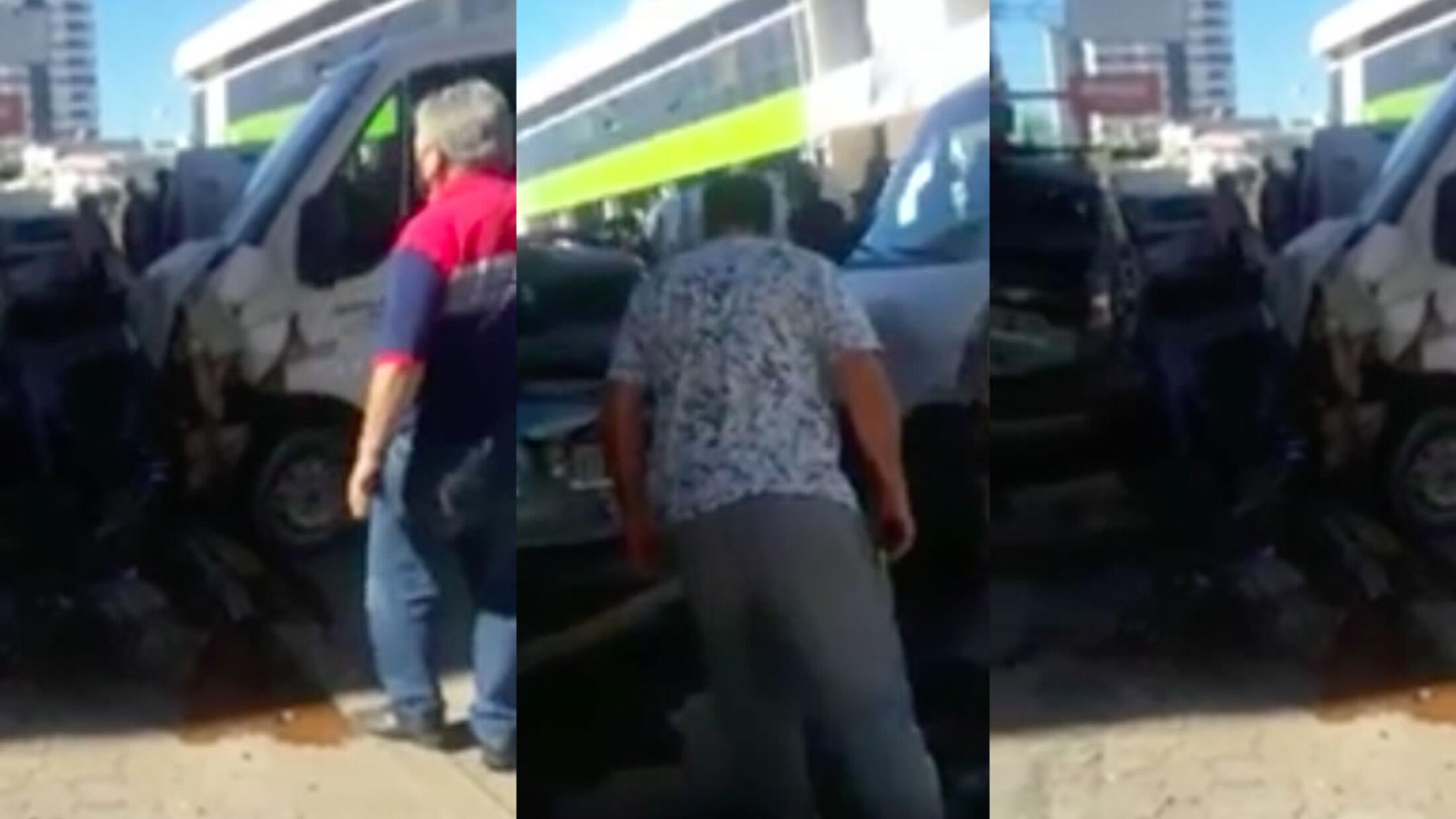 El hombre de 65 años provocó la colisión de siete vehículos en el centro de la ciudad de Bahía Blanca. (captura de video)