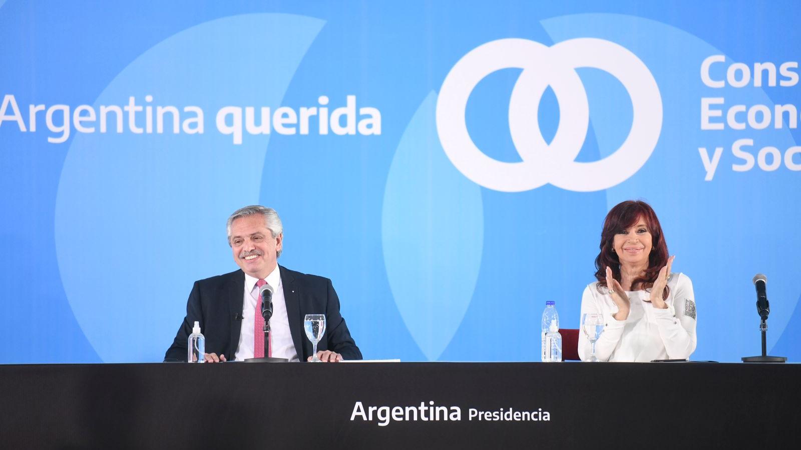 El presidente Alberto Fernández y la vicepresidenta Cristina Fernández de Kirchner en la presentación del proyecto.   