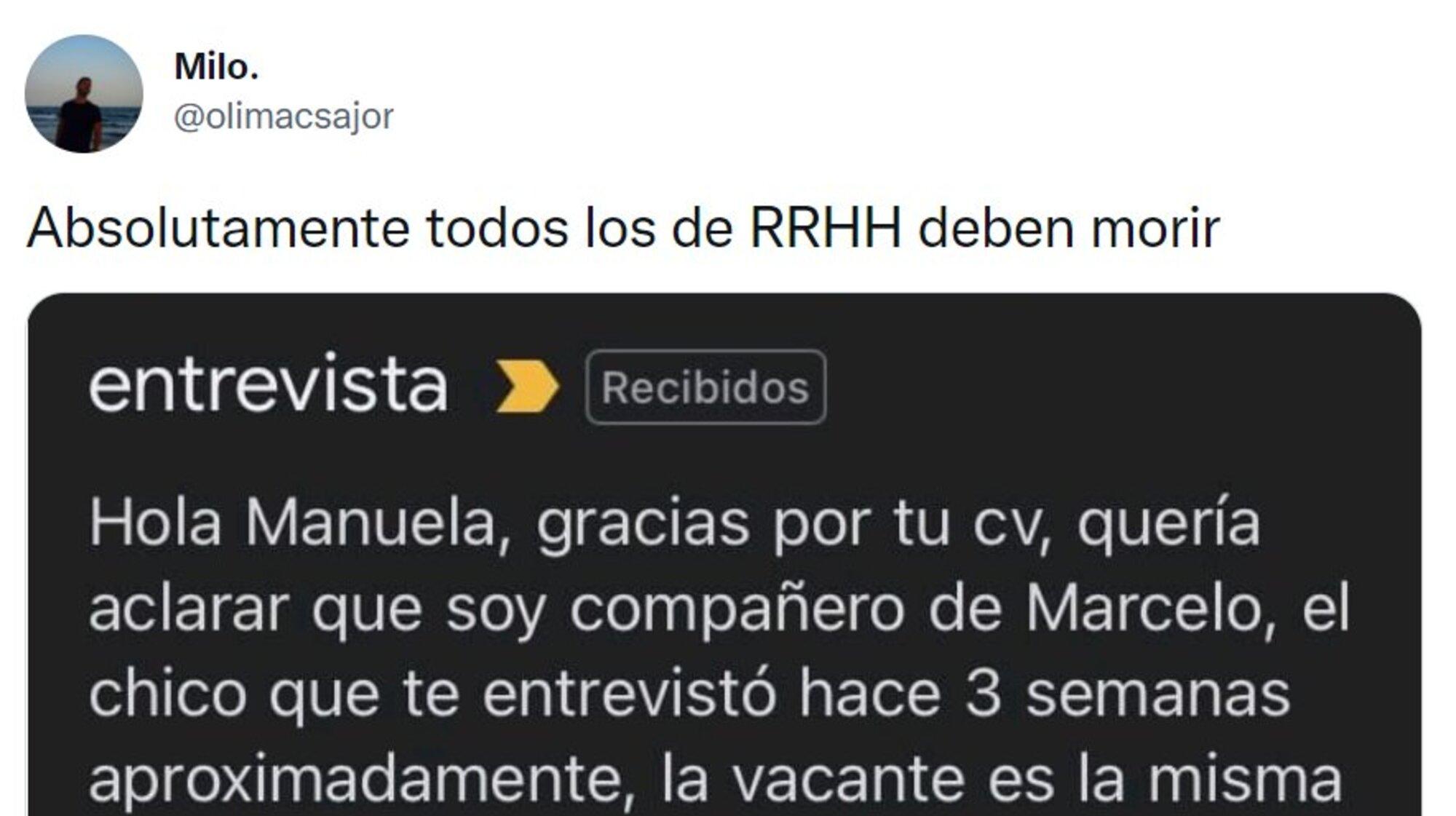 El email que recibió la joven, en el que le decían la razón por la cual no fue seleccionada para puesto laboral.