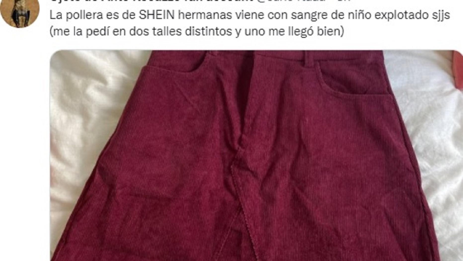 Se pidió una pollera por internet, pero lo que le llegó no era lo que tenía en mente.