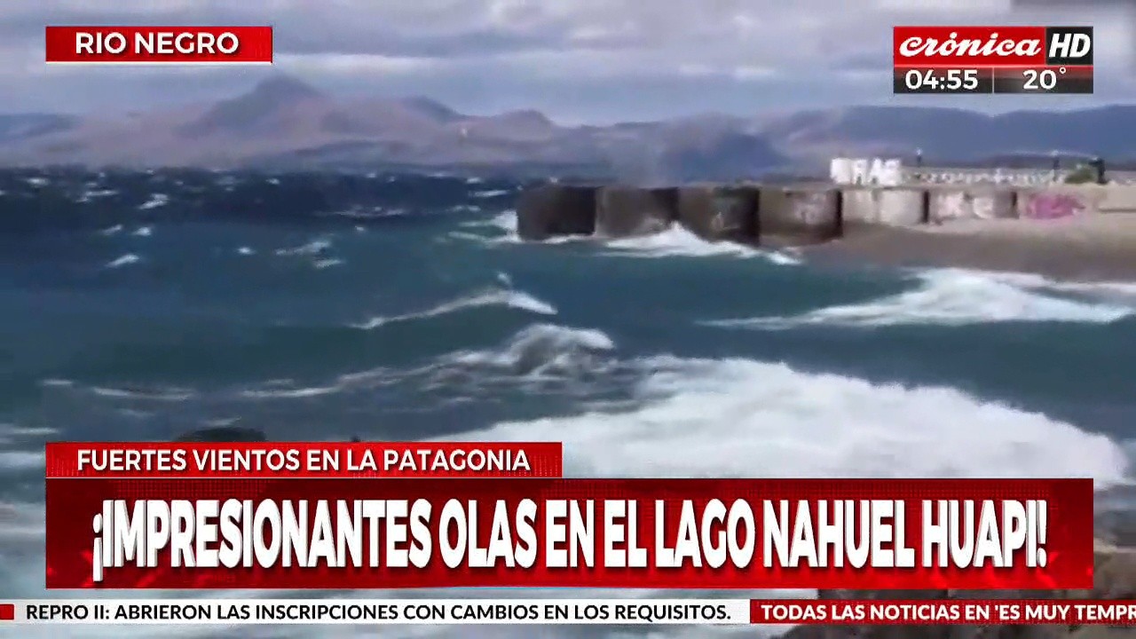 Más que lago, parece mar: alerta roja por olas gigantes en el Nahuel Huapi.