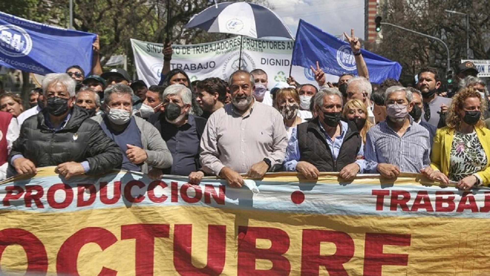 La cúpula de la CGT en la reciente marcha del Día de la Lealtad.