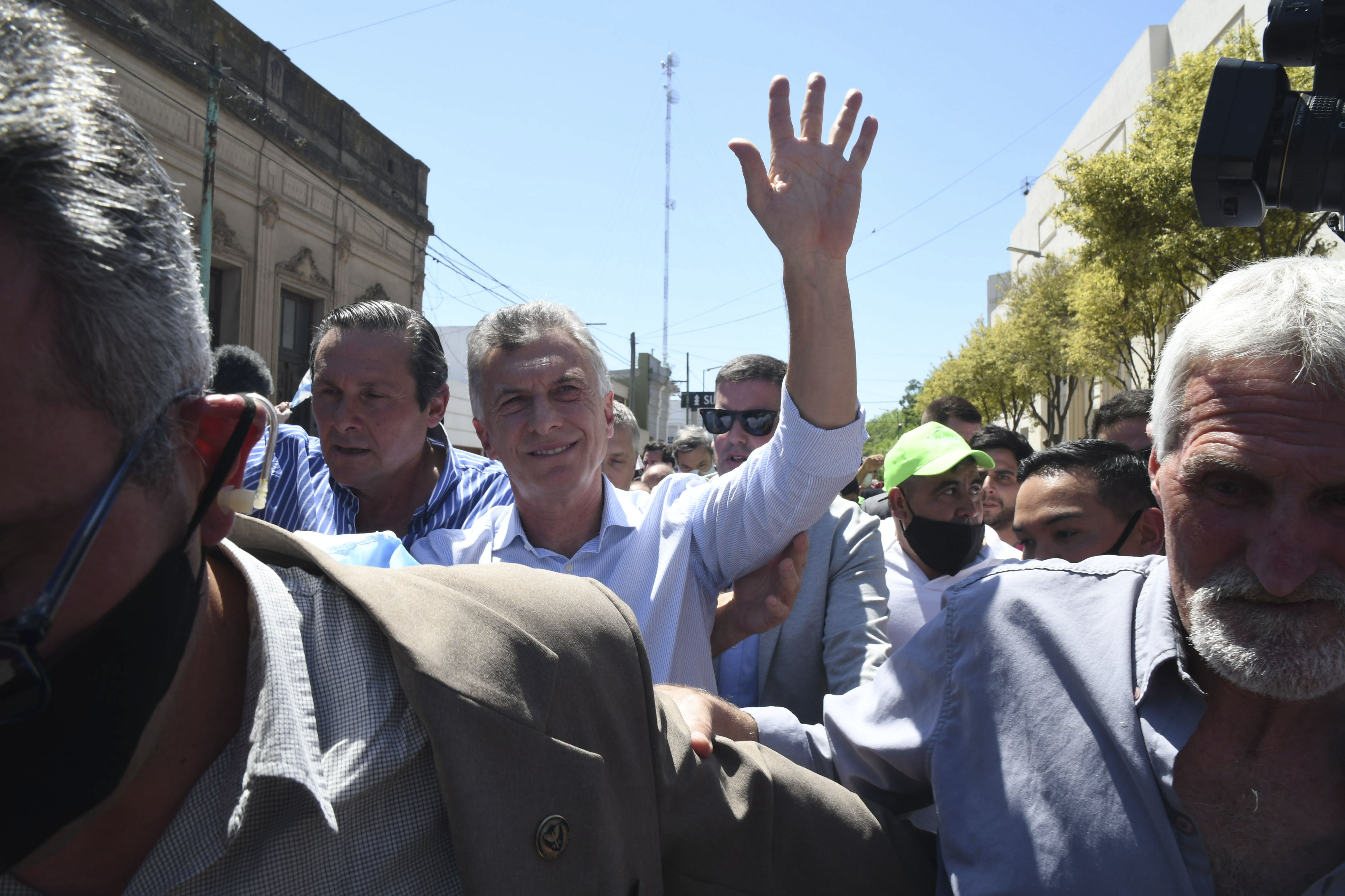 Mauricio Macri fue acompañado por dirigentes y militantes de Juntos por el Cambio (Télam).