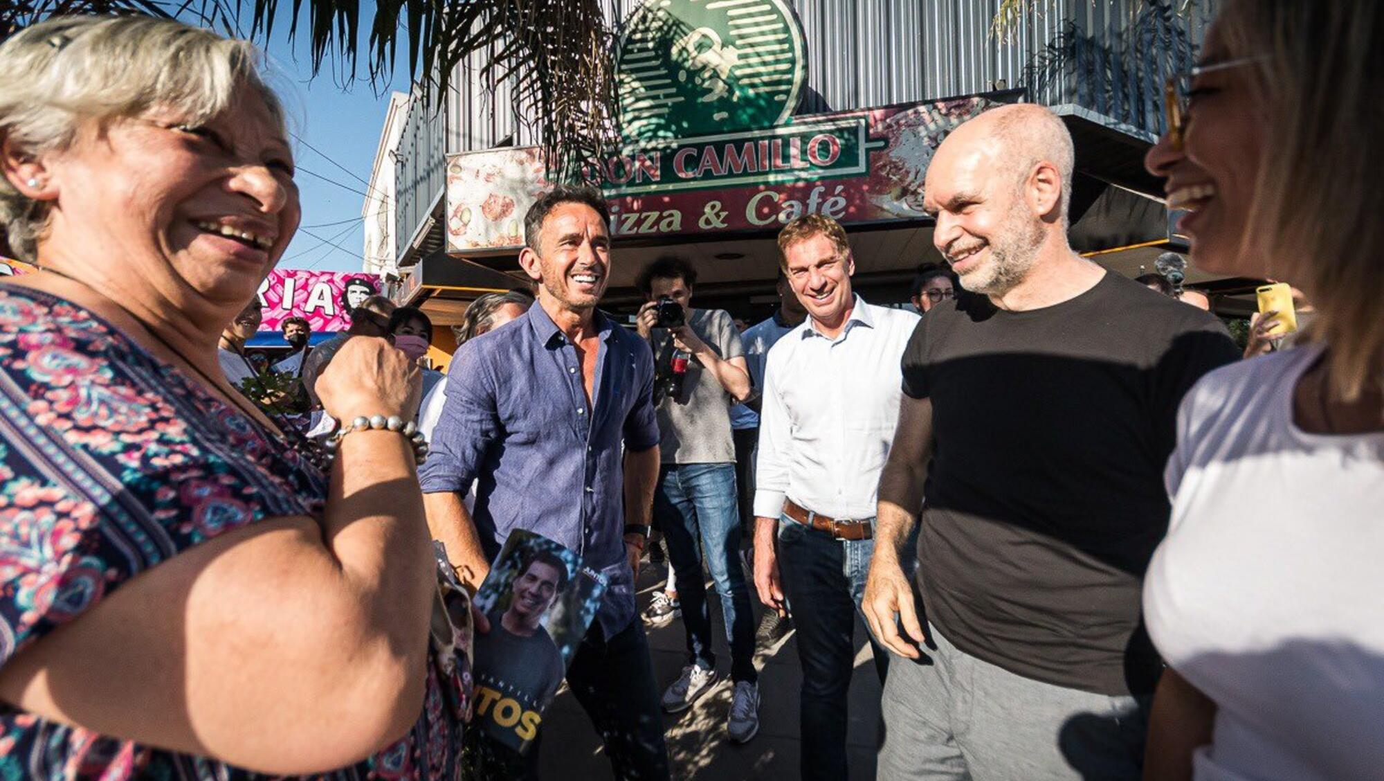 Diego Santilli, Horacio Rodríguez Larreta y Sebastián Neuspiller, en Pilar. 