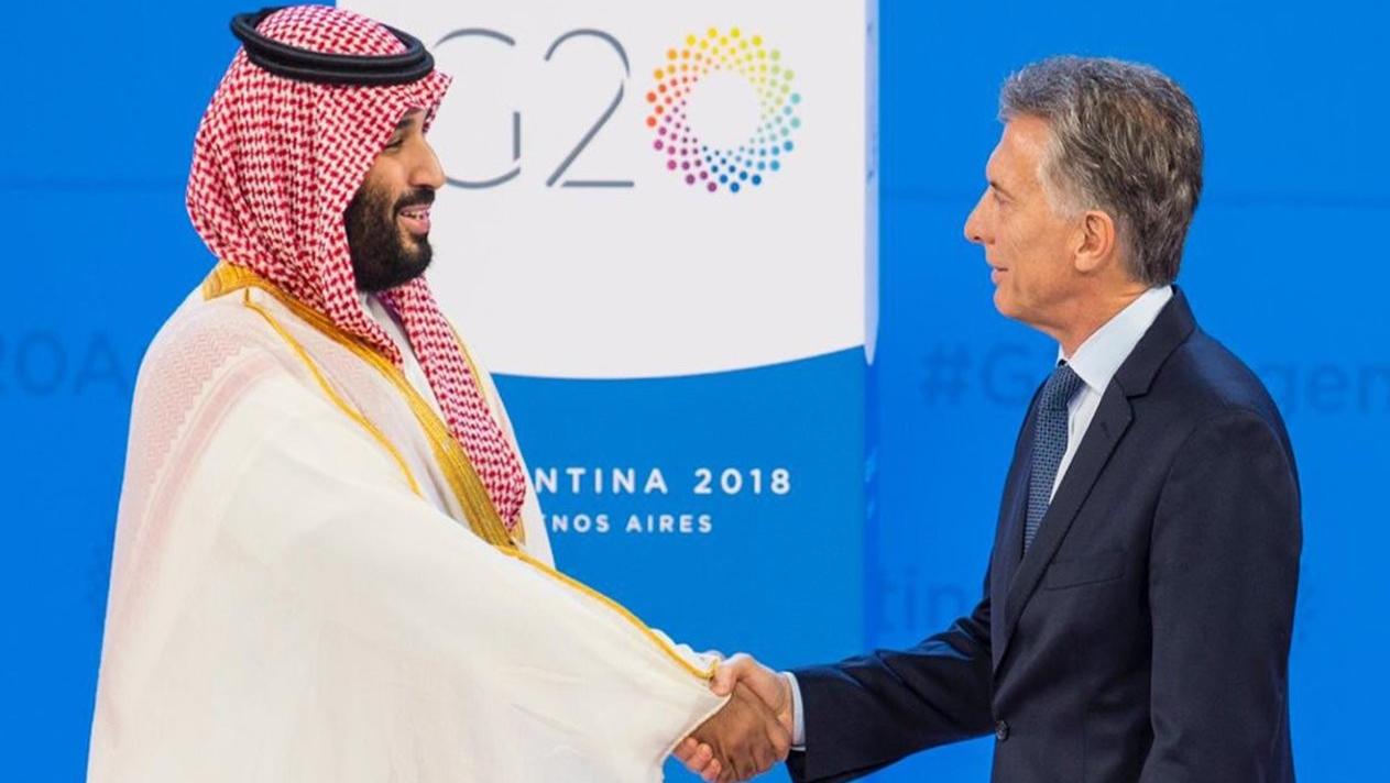 El ex presidente y el príncipe heredero de Arabia Saudita, Mohammed bin Salman, en el G20 de 2018, en Buenos Aires.