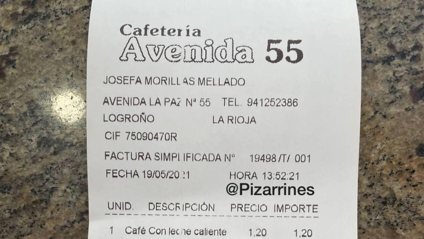 El particular ticket se vió en un bar de España (Twitter).