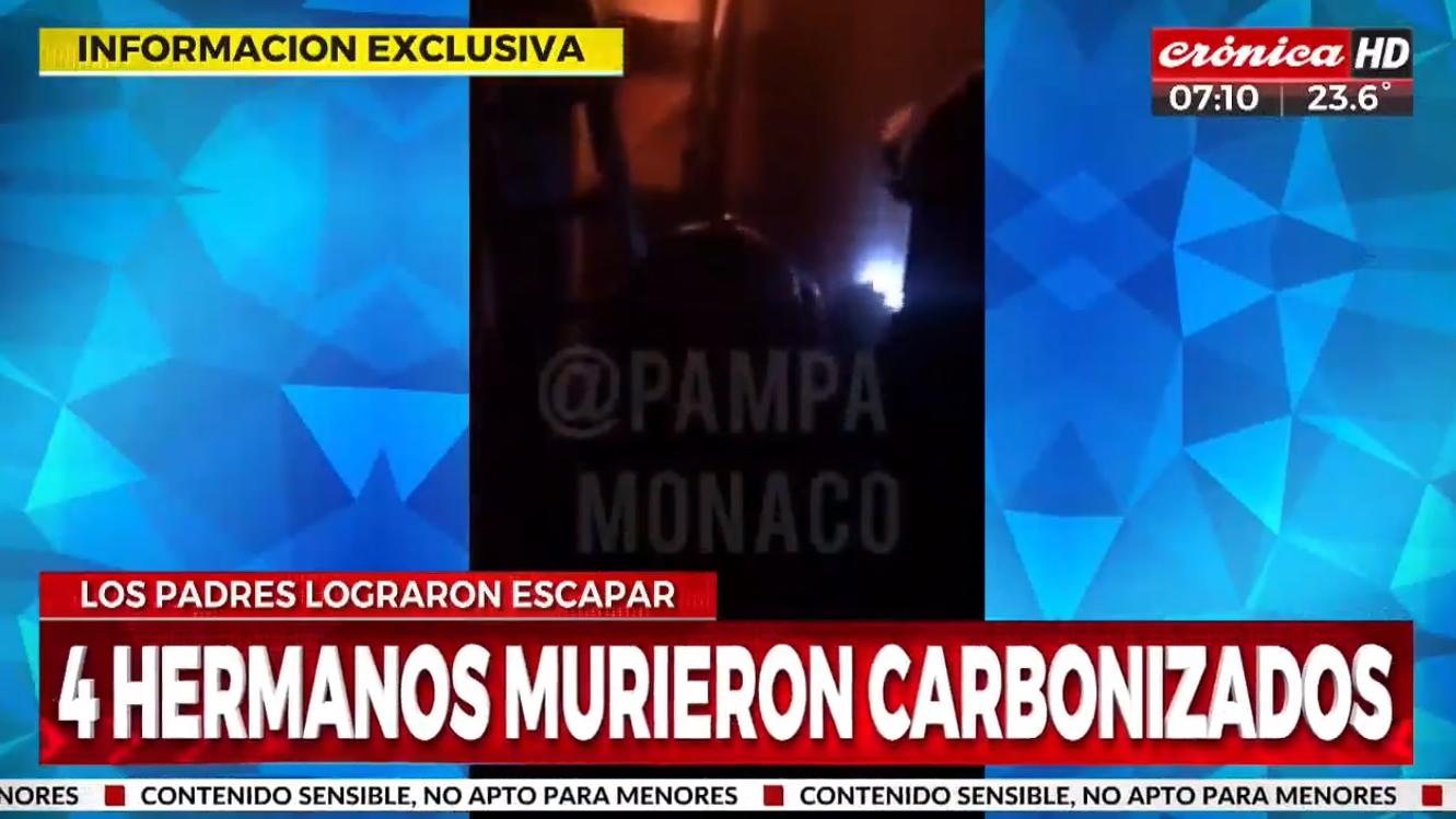 Cuatro hermanos de entre 8 y 16 años murieron al incendiarse una casa en el partido bonaerense de Berazategui (Crónica HD).