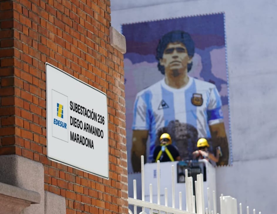 Un recuerdo a Maradona en el barrio de La Boca.