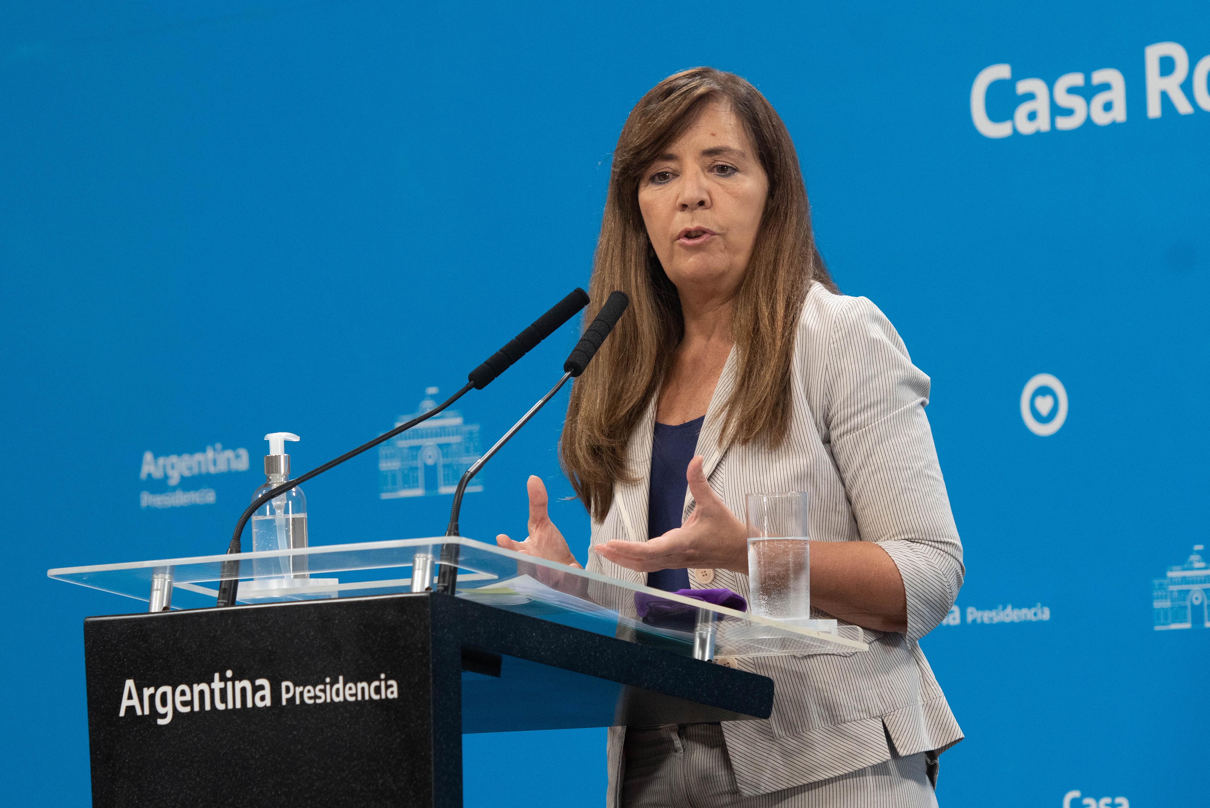 Como todos los jueves, Cerruti brindó una conferencia de prensa en la Casa Rosada (Télam).