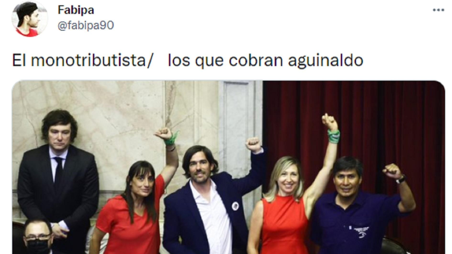 Javier Milei, el protagonista de gran parte de los memes tras la jura de Diputados (Twitter). 