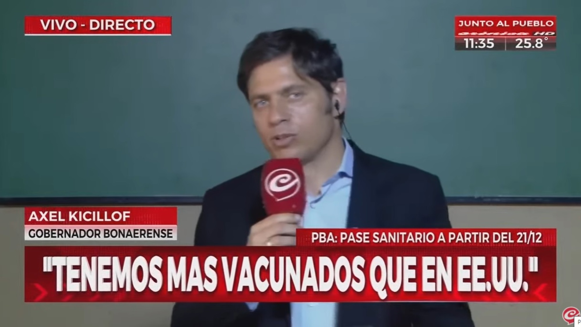 Axel Kicillof, gobernador de Buenos Aires, habló en exclusiva con Crónica HD. (Captura de pantalla)