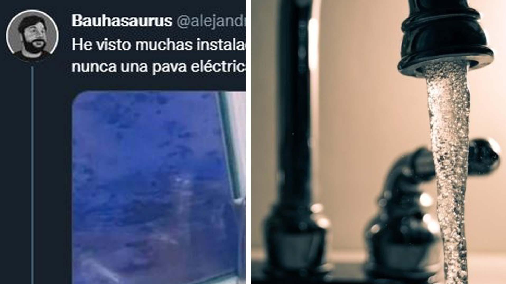 El tuit con la instalación de agua con la pava eléctrica se volvió viral.