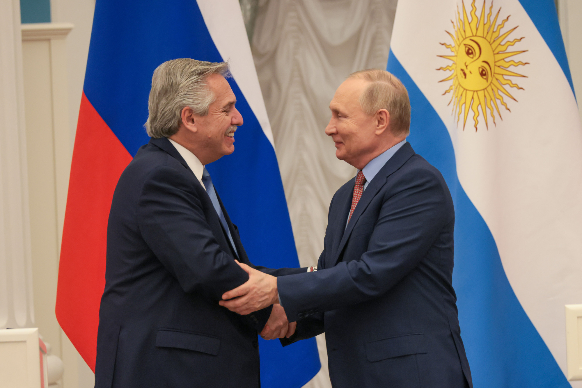 Alberto Fernández y Vladimir Putin se reunieron este jueves en el Kremlin.