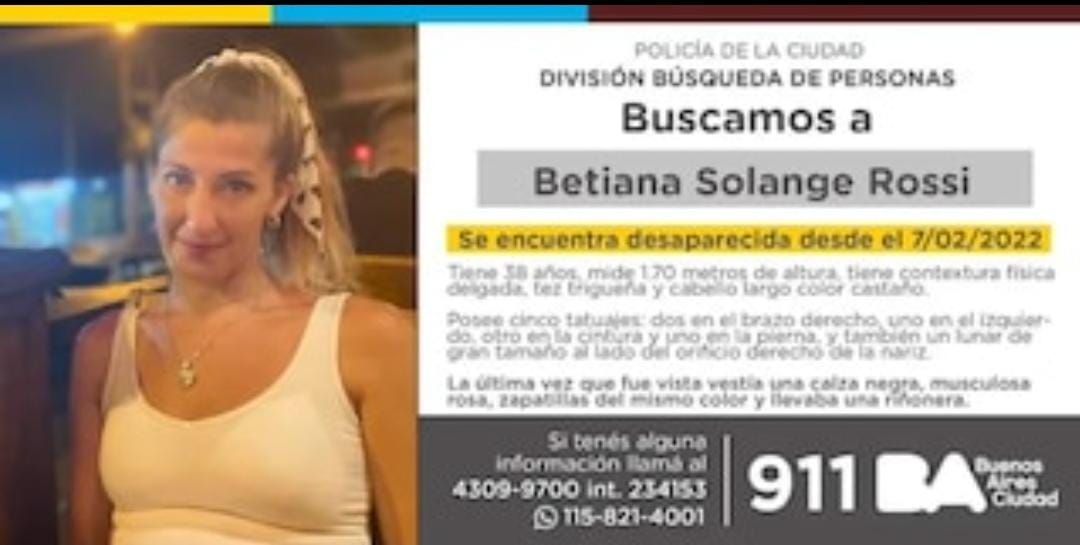 La imagen de la campaña de la búsqueda de Betiana.