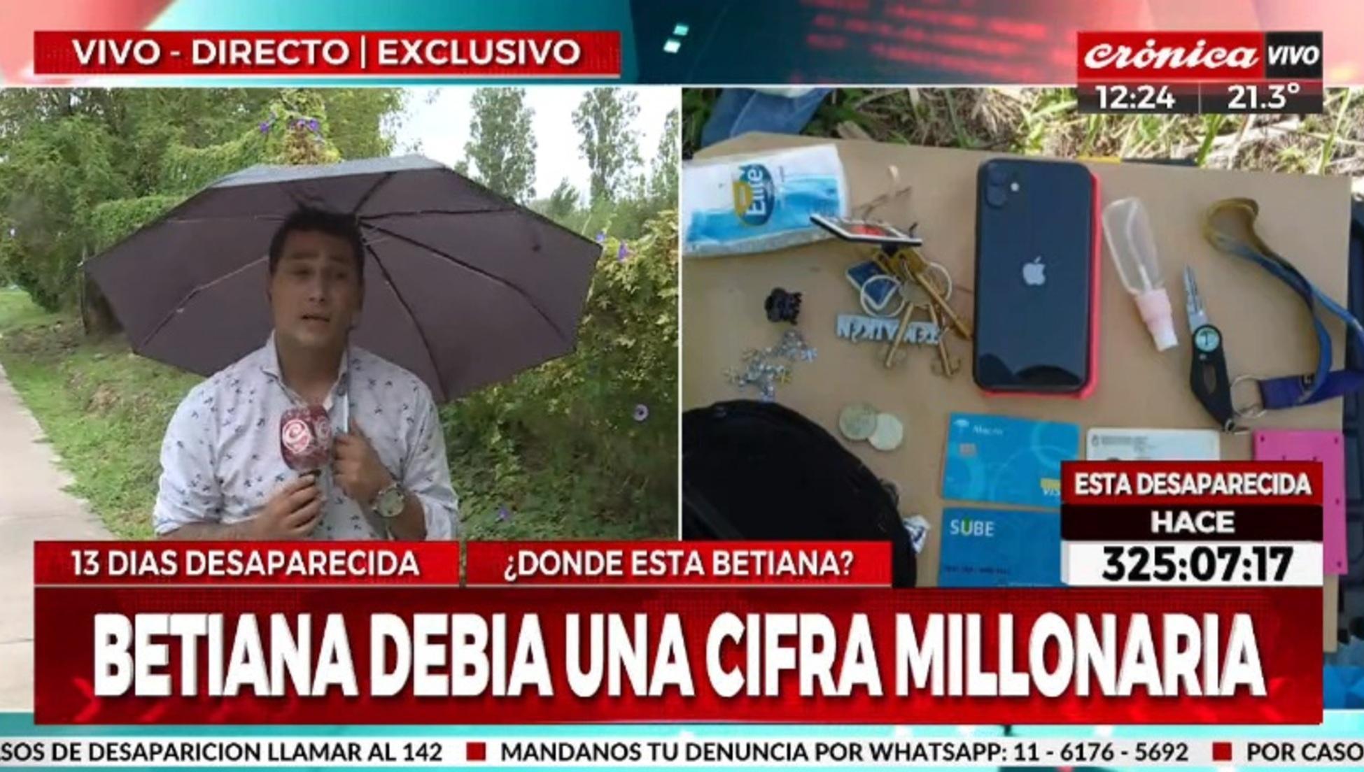 Crónica HD en el lugar donde encontraron las pertenencias de Betiana Rossi.