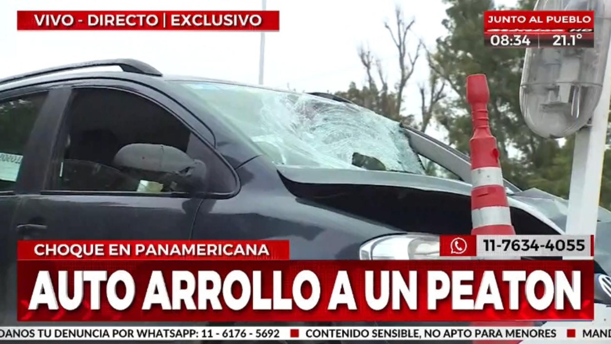 El conductor no alcanzó a frenar y embistió a un peatón en Panamericana (Crónica HD).