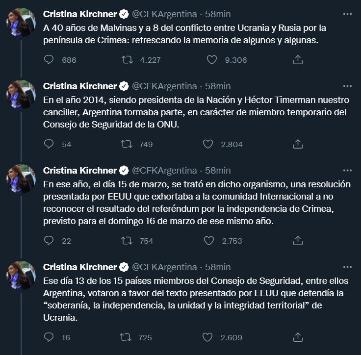 Cristina Kirchner Twitter Guerra