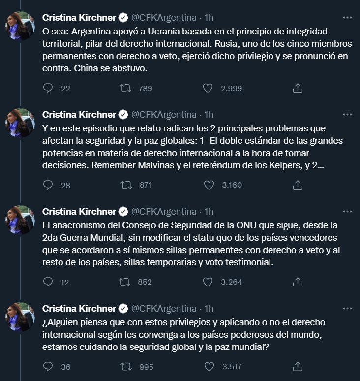 Cristina Kirchner Twitter Guerra