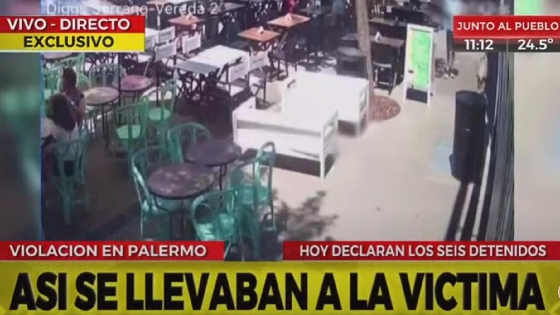 Los seis imputados y la víctima pasaron frente a un bar de Plaza Serrano.