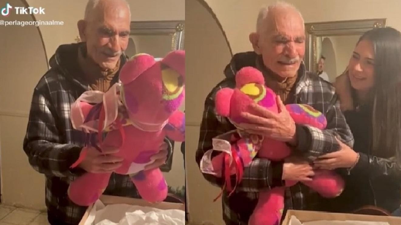 Sorprendió a su abuelo con un regalo emotivo y el hombre se largó a llorar (TikTok).