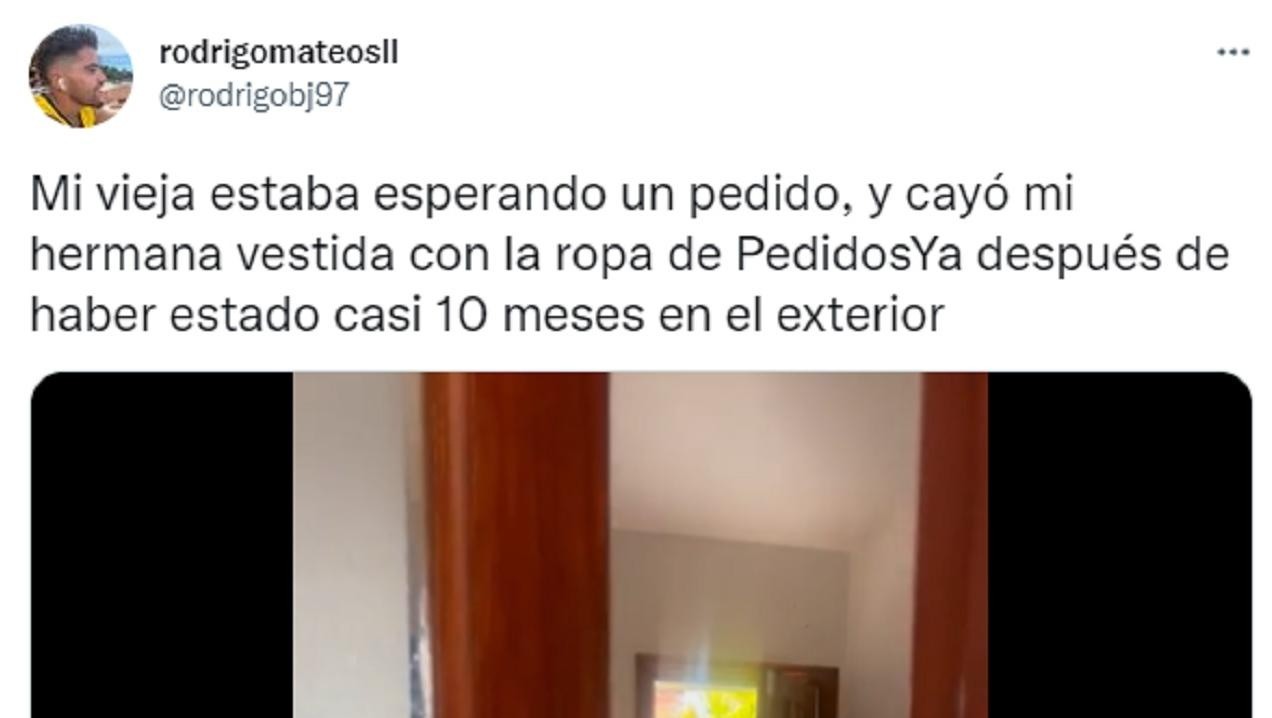 Intentó sorprender a su mamá disfrazándose de repartidora pero algo salió mal (Twitter).