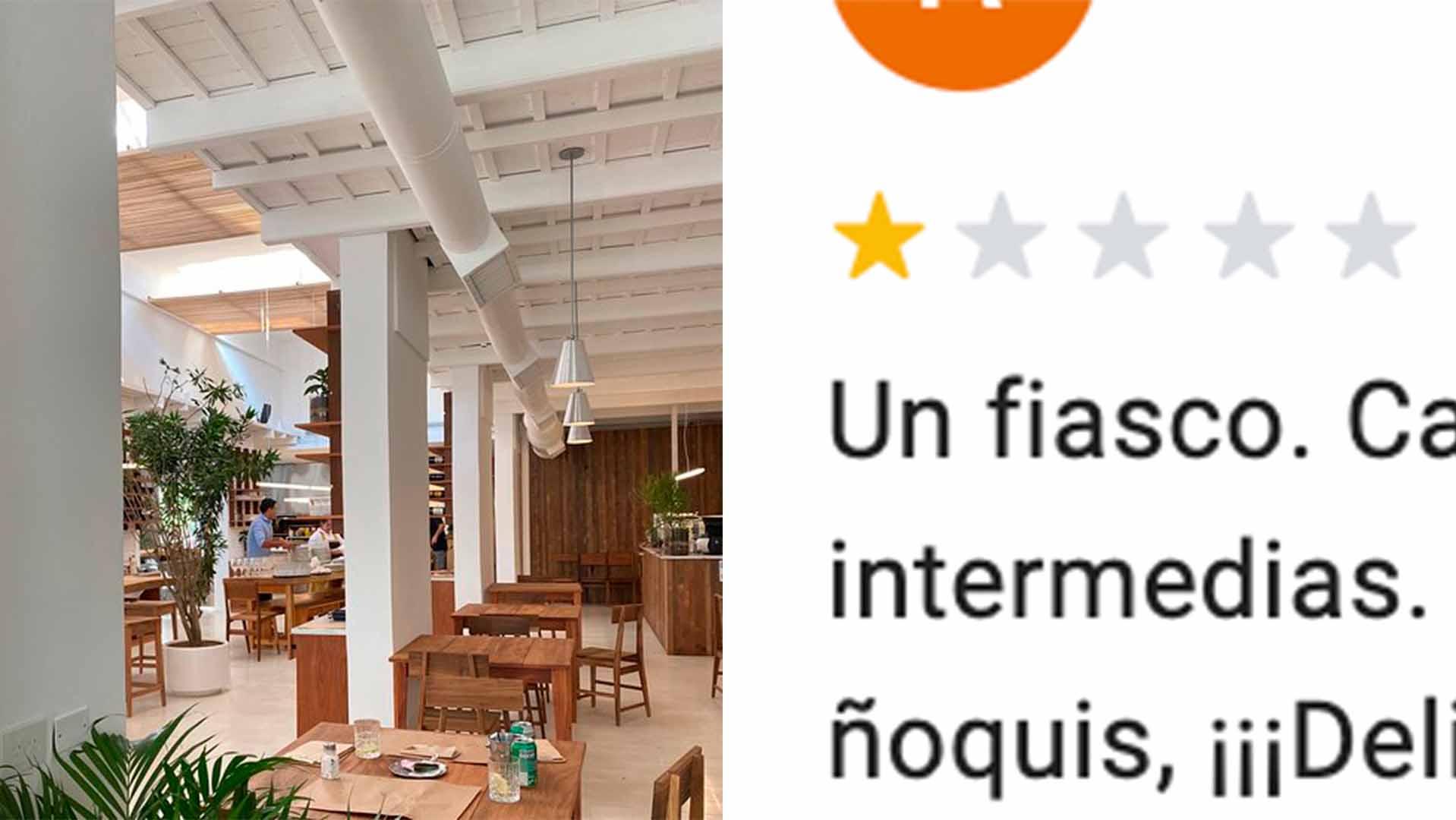 El restaurante recibió una dura reseña de un usuario.