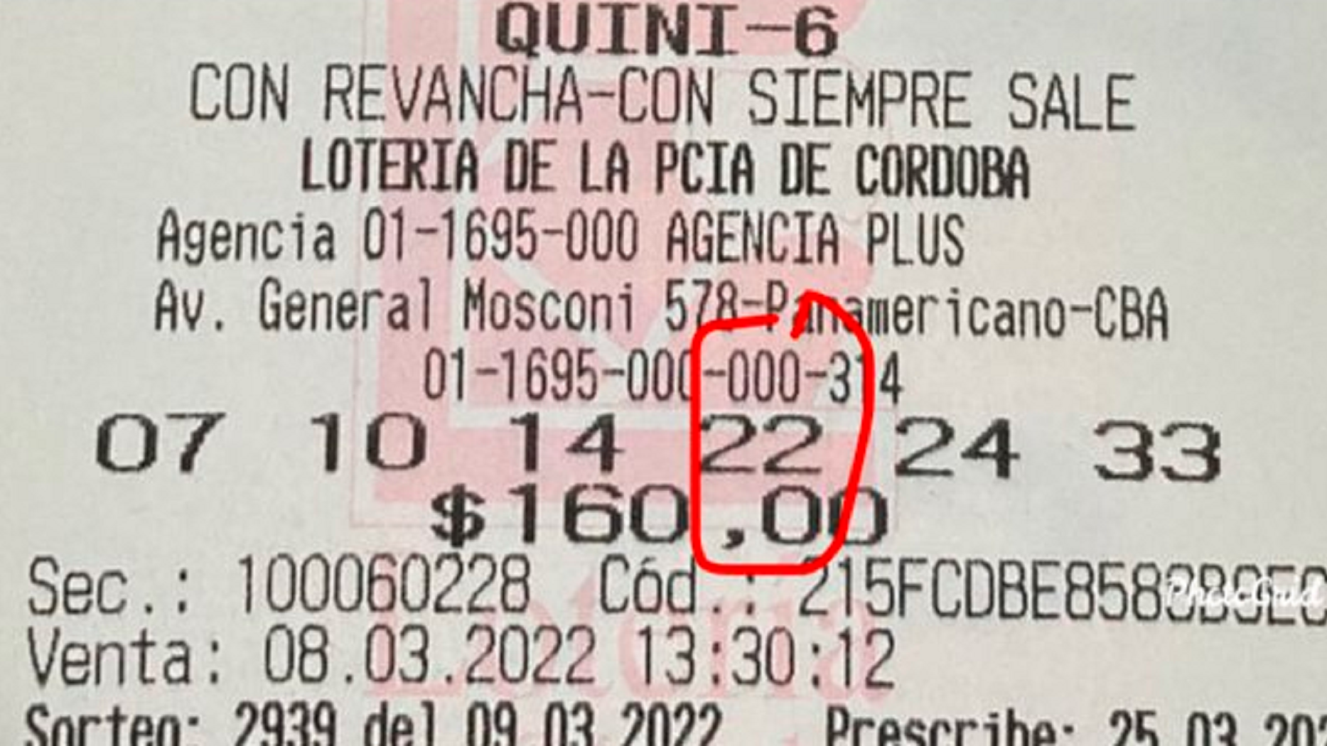 Un hombre no pudo obtener el premio del Quini por un sólo número.