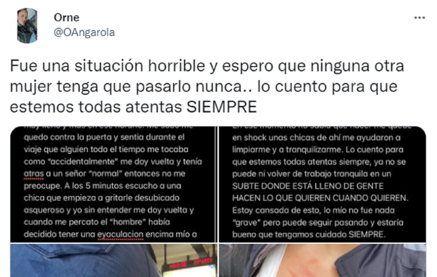 Joven contó en Twitter cómo un pervertido la acosó en el subte y se volvió viral.