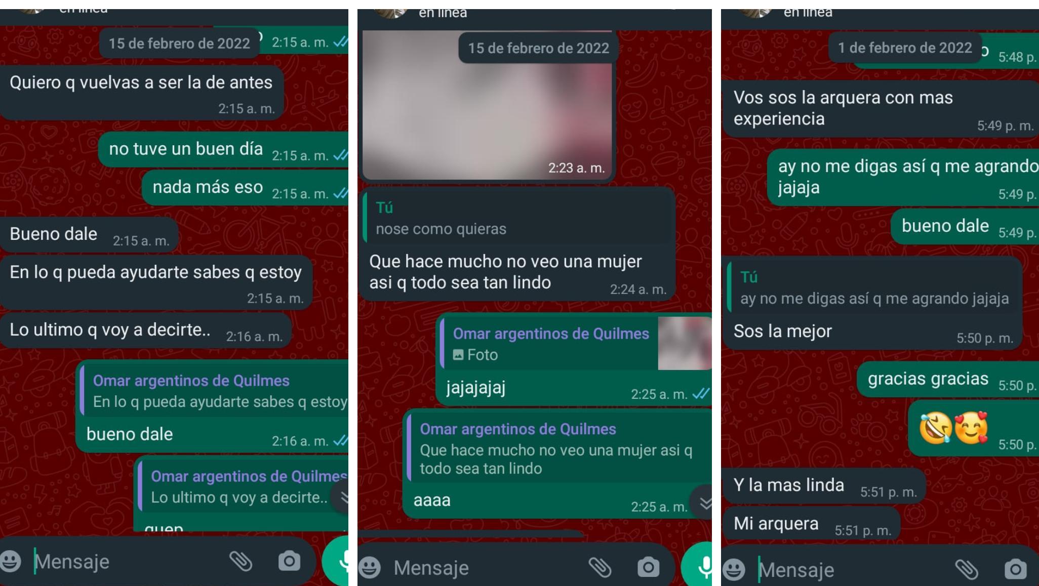 Los mensajes que le habría enviado uno de los entrenadores del Club Argentino de Quilmes a la denunciante.