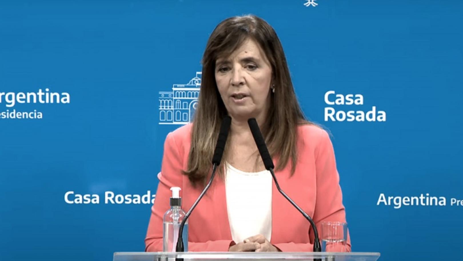 Gabriela Cerruti confirmó el lanzamiento de un bono para jubilados (Telam).