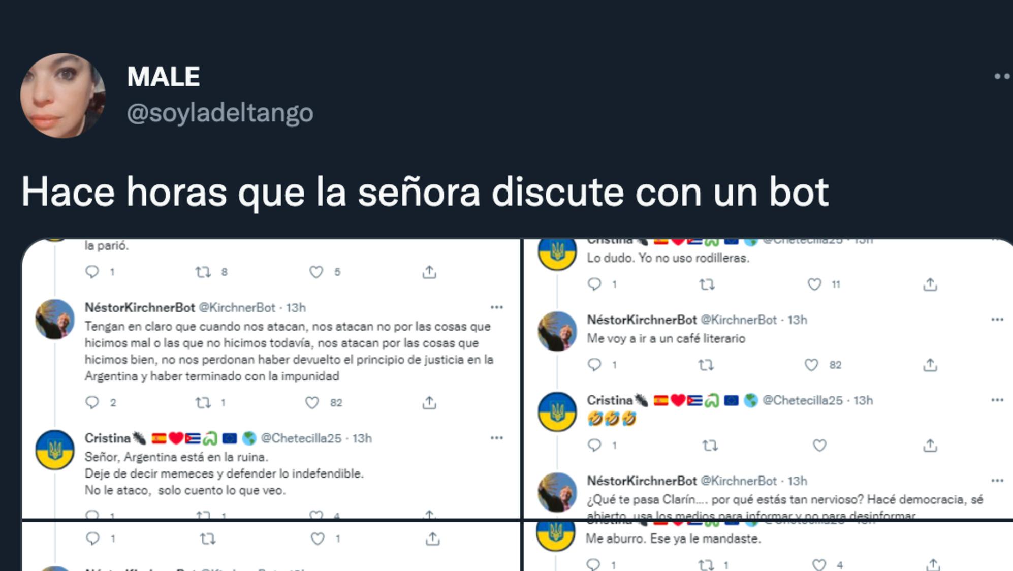 La conversación viral de una usuaria con el bot de Néstor Kirchner.