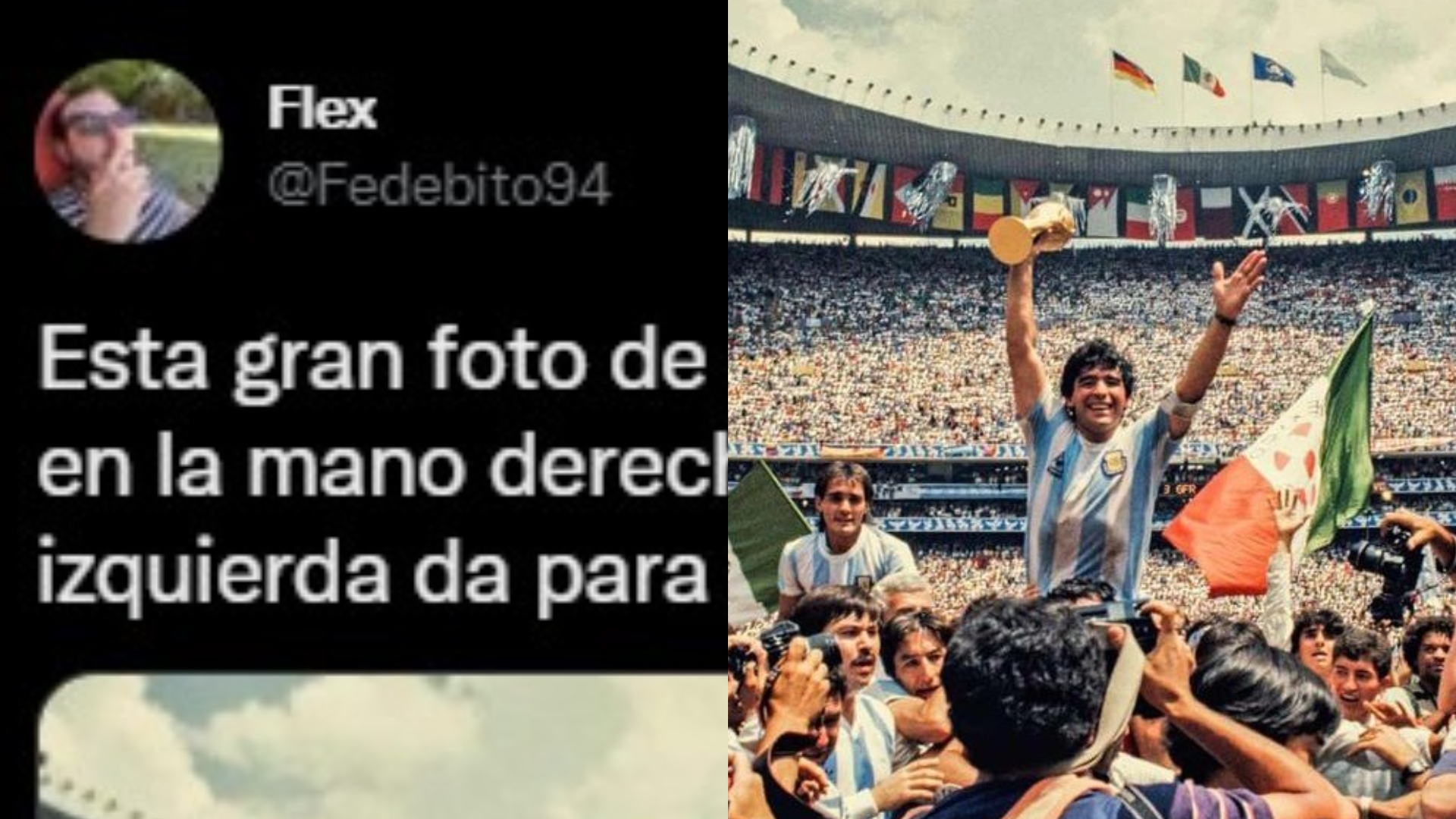 El tuit de un usuario sobre la foto de Maradona que advirtió sobre la posibilidad de que Argentina gane el Mundial 2022.