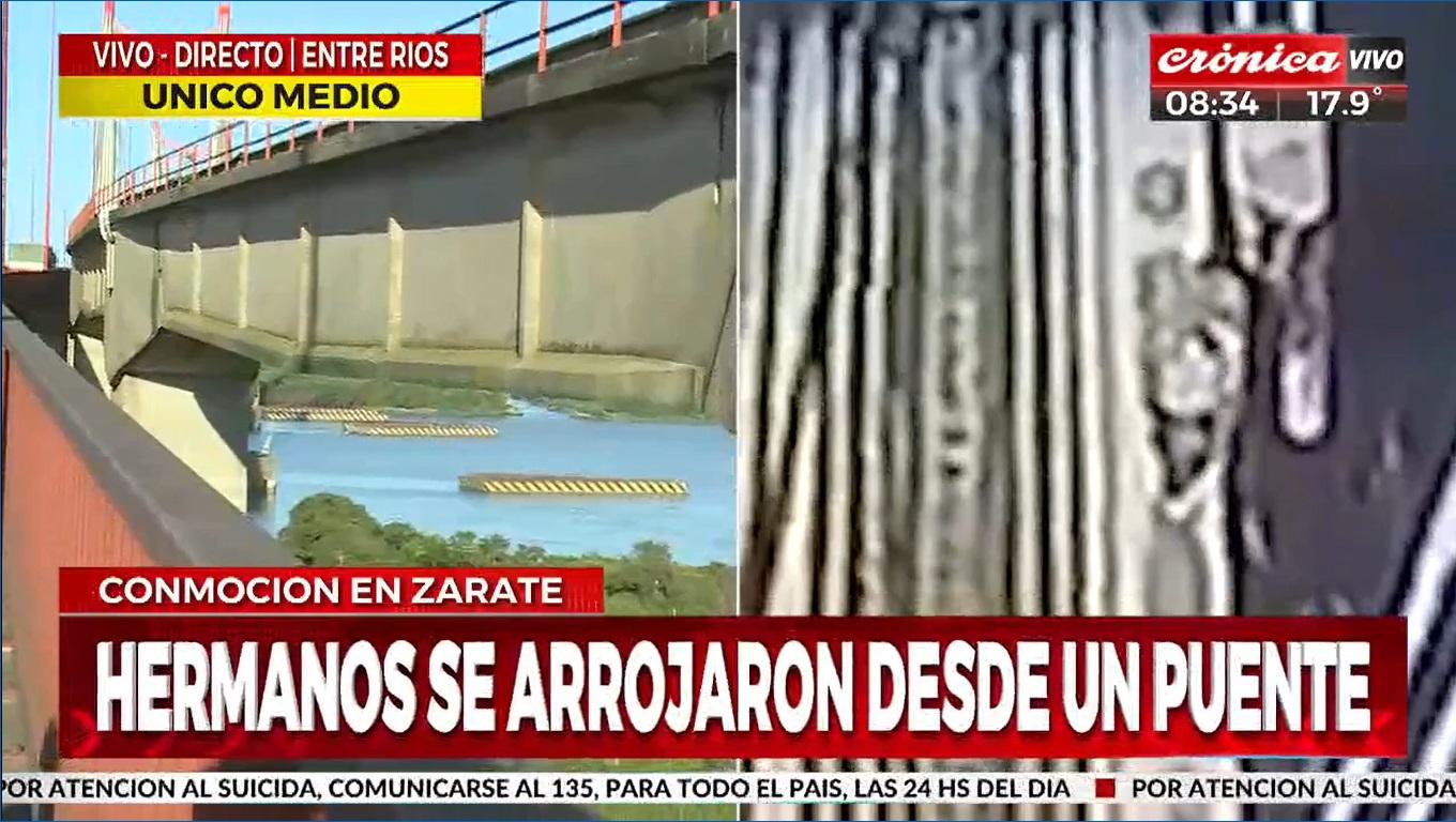 Retomaron esta mañana la búsqueda de los hermanos que se arrojaron del puente en el complejo Zárate-Brazo Largo (Crónica HD).