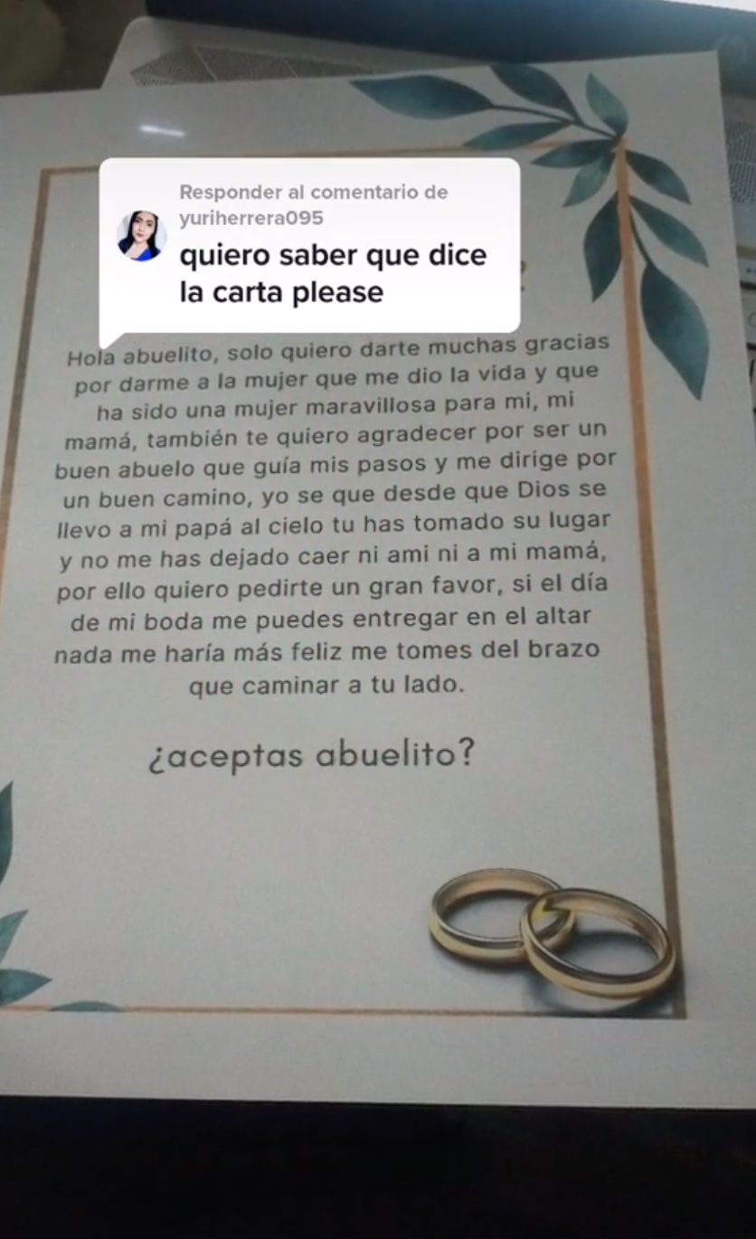 La carta que le escribió la joven a su abuelo.