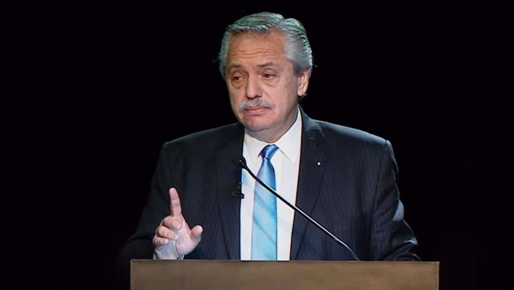 Alberto Fernández participó de la asamblea anual de la CAME (captura).