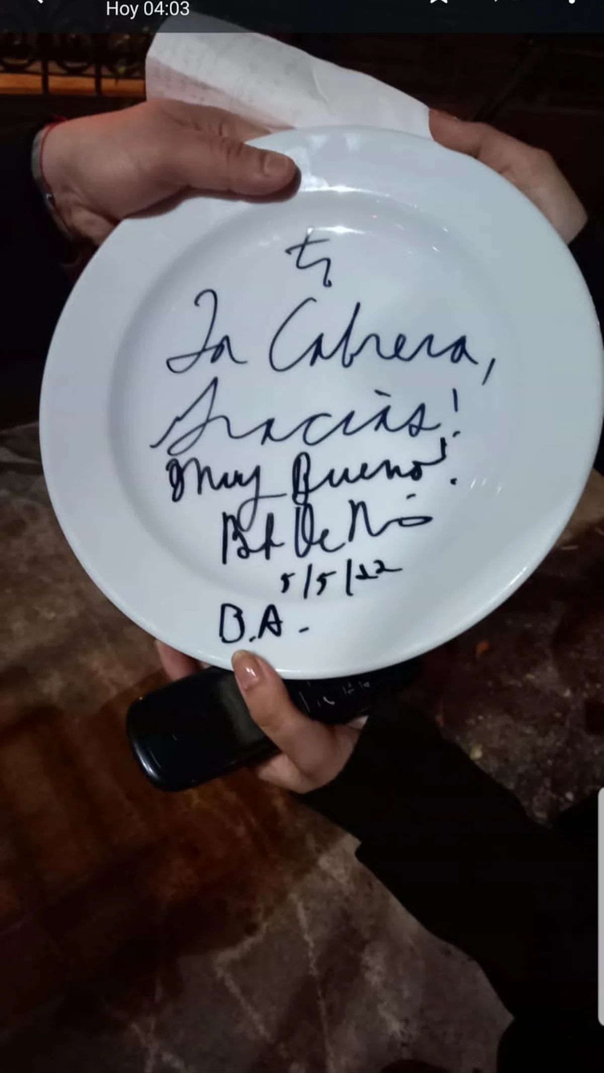 La firma que le dejó De Niro al conocido restaurante.