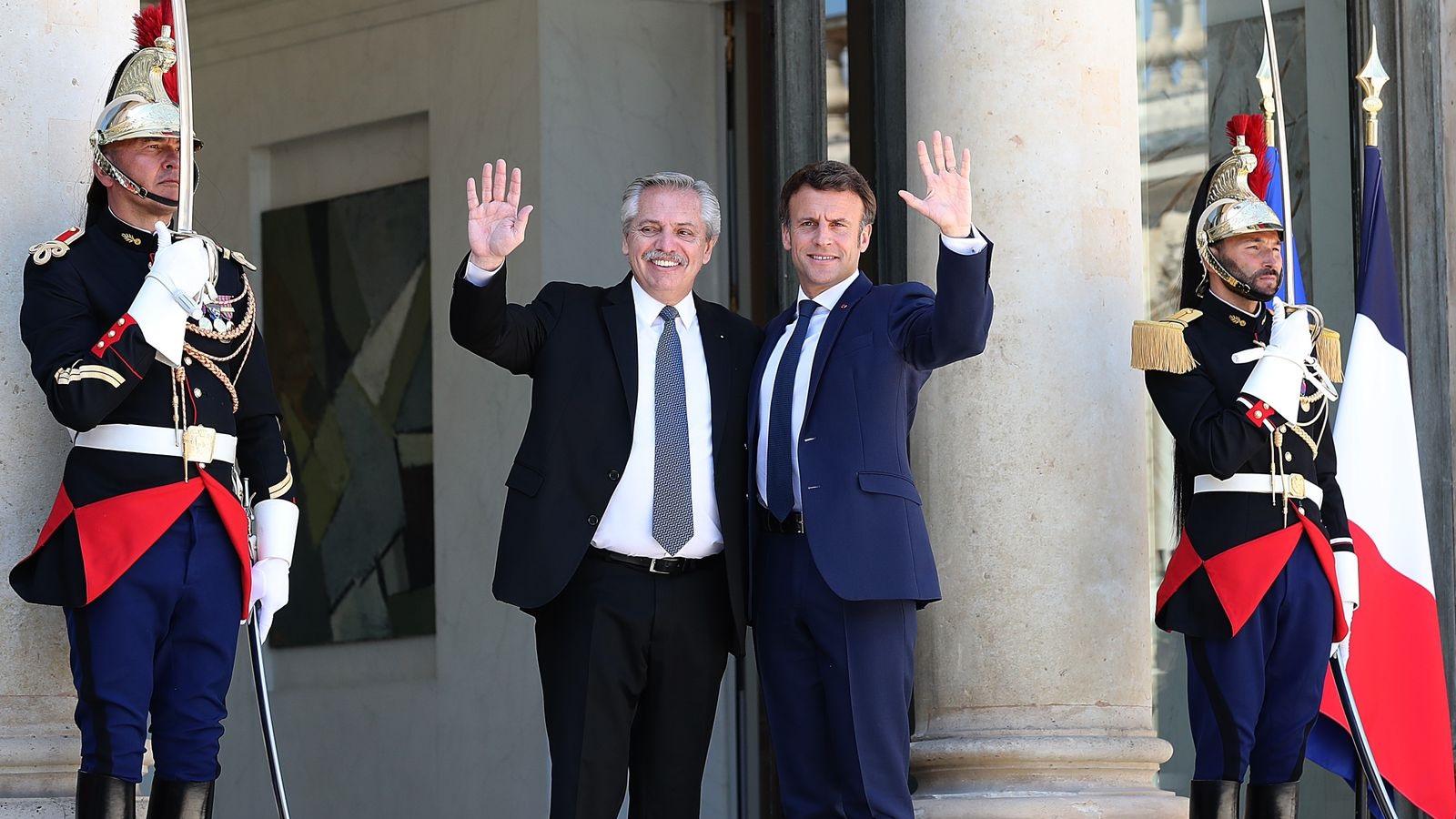 Alberto Fernández y Emmanuel Macron se reunieron en París (Presidencia).