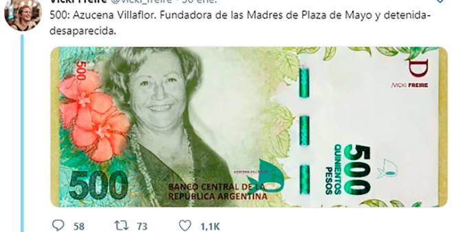 El proyecto de uno de los nuevos billetes argentinos.