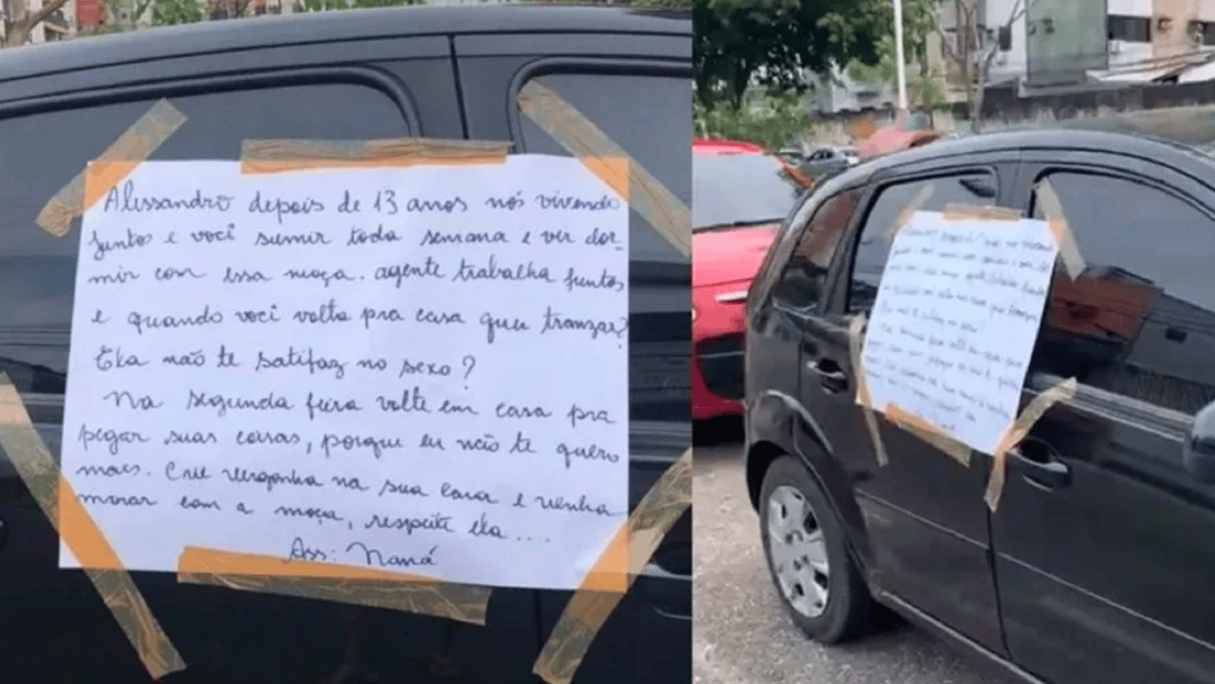 Descubrió que su marido la engañaba, estalló de furia y le pegó un contundente cartel en el auto que se hizo viral.